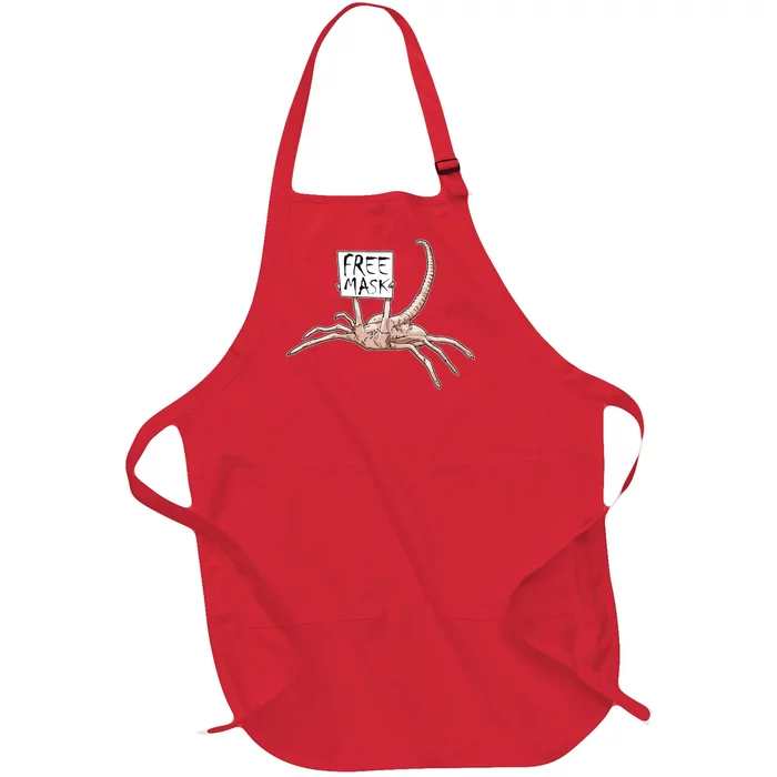 Funny Creepy Free Mask Alien Face Hugger Full-Length Apron With Pocket