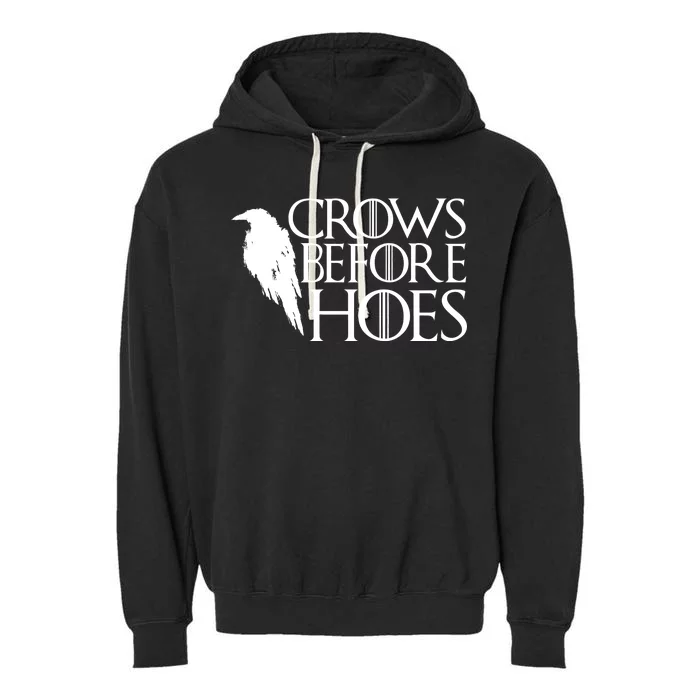 Funny Crows Before Hoes Garment-Dyed Fleece Hoodie