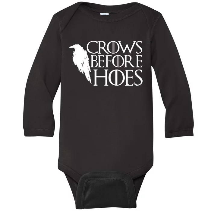 Funny Crows Before Hoes Baby Long Sleeve Bodysuit