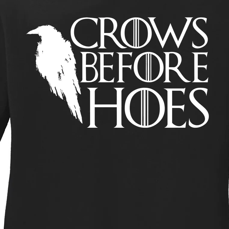 Funny Crows Before Hoes Ladies Long Sleeve Shirt