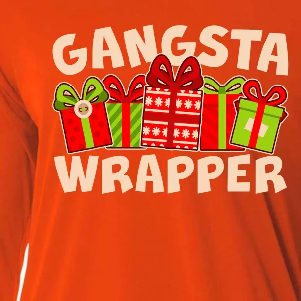 Funny Cute Christmas Gangsta Wrapper Cooling Performance Long Sleeve Crew