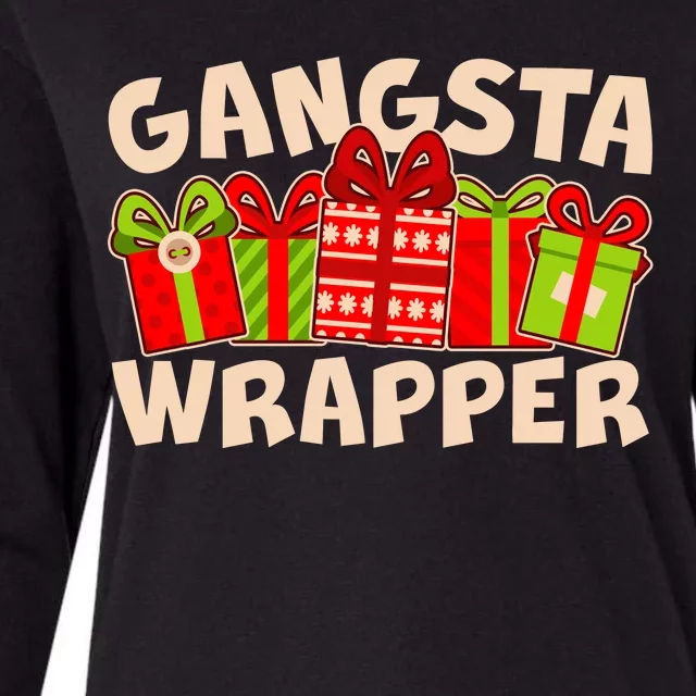 Funny Cute Christmas Gangsta Wrapper Womens Cotton Relaxed Long Sleeve T-Shirt