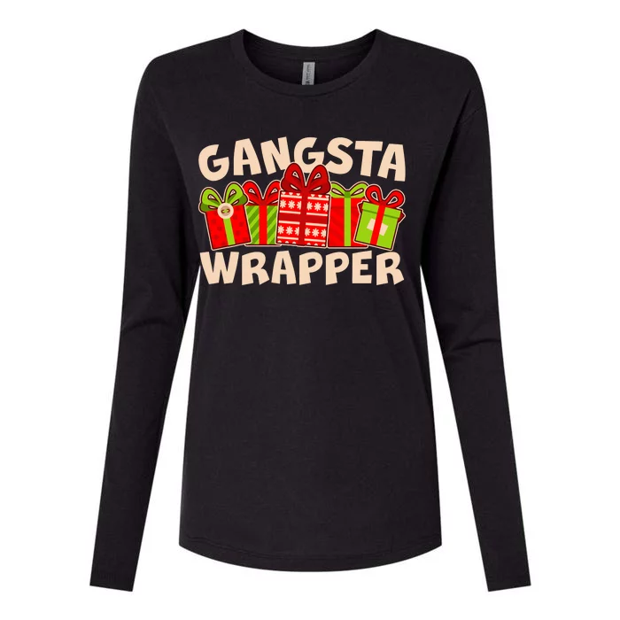 Funny Cute Christmas Gangsta Wrapper Womens Cotton Relaxed Long Sleeve T-Shirt