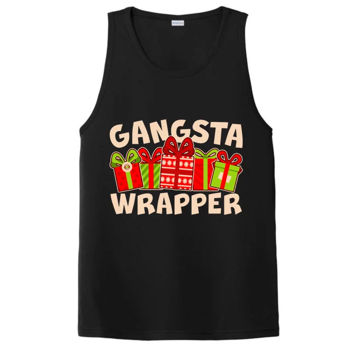 Funny Cute Christmas Gangsta Wrapper Performance Tank