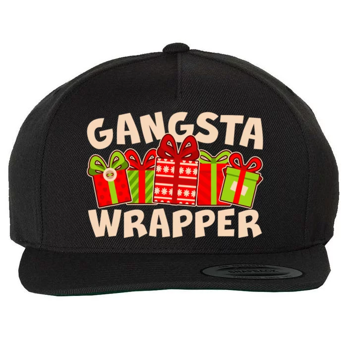 Funny Cute Christmas Gangsta Wrapper Wool Snapback Cap