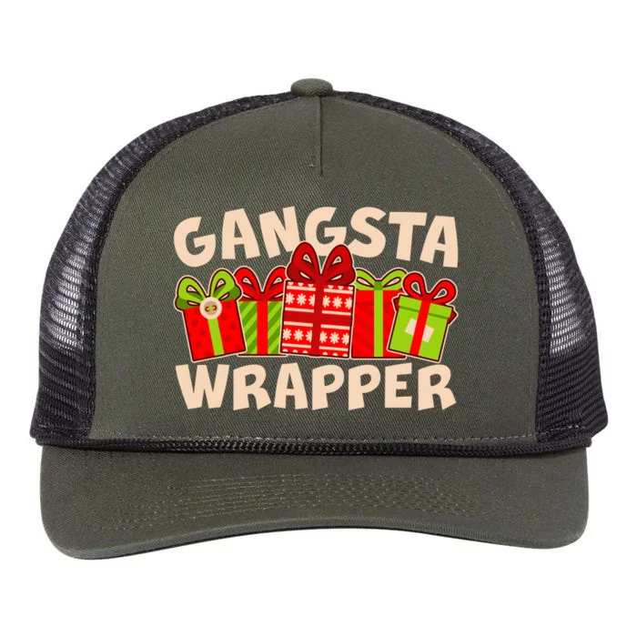 Funny Cute Christmas Gangsta Wrapper Retro Rope Trucker Hat Cap