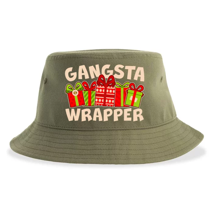 Funny Cute Christmas Gangsta Wrapper Sustainable Bucket Hat