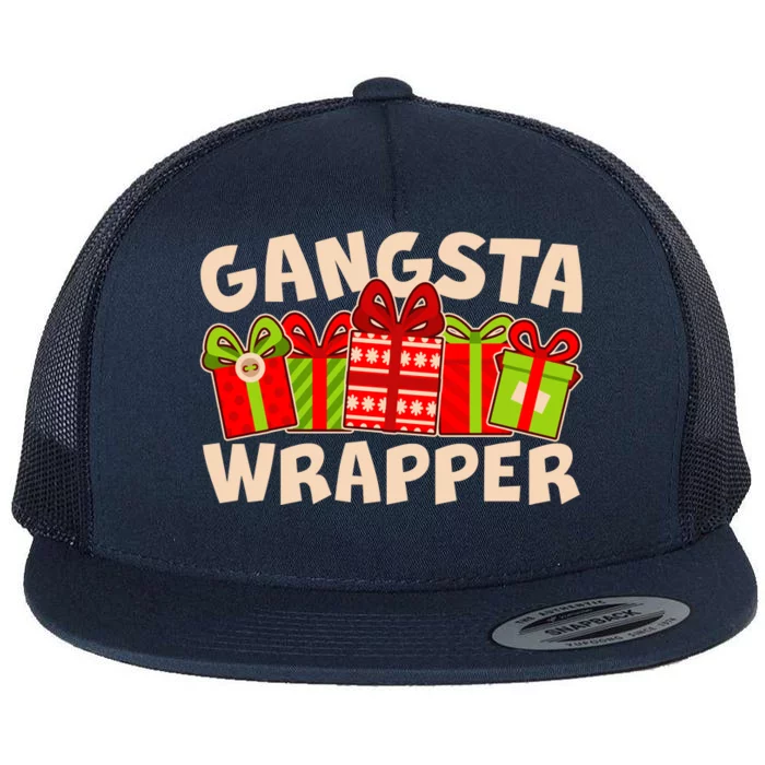 Funny Cute Christmas Gangsta Wrapper Flat Bill Trucker Hat