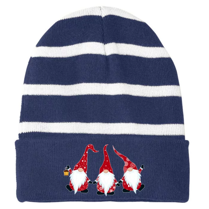 Funny Cute Christmas Gnomes Striped Beanie with Solid Band