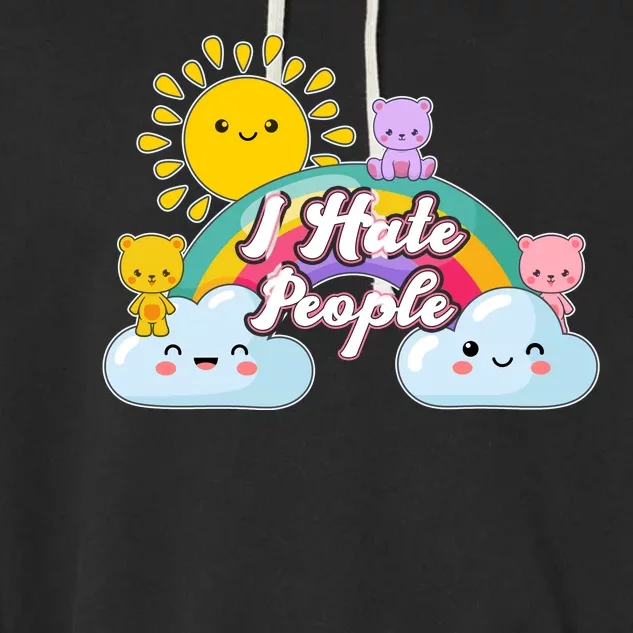 Funny Cute I Hate People Garment-Dyed Fleece Hoodie