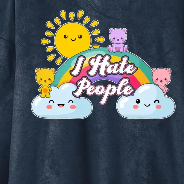 Funny Cute I Hate People Hooded Wearable Blanket