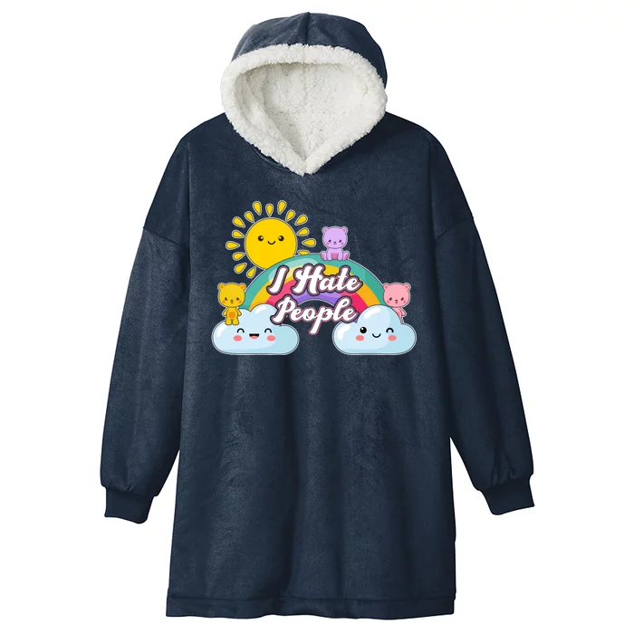 Funny Cute I Hate People Hooded Wearable Blanket