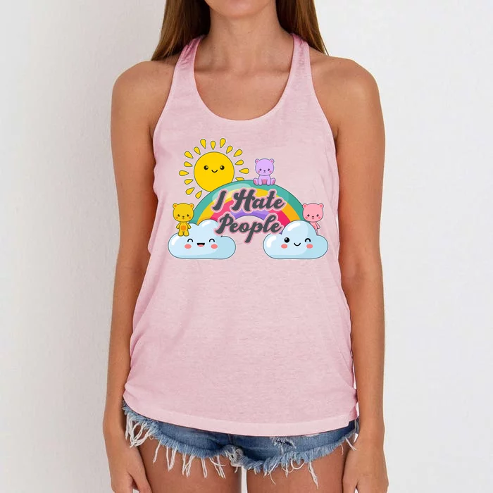 Funny Cute I Hate People Women's Knotted Racerback Tank