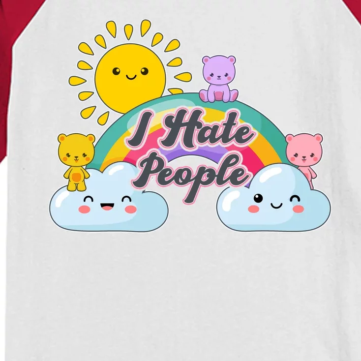 Funny Cute I Hate People Kids Colorblock Raglan Jersey