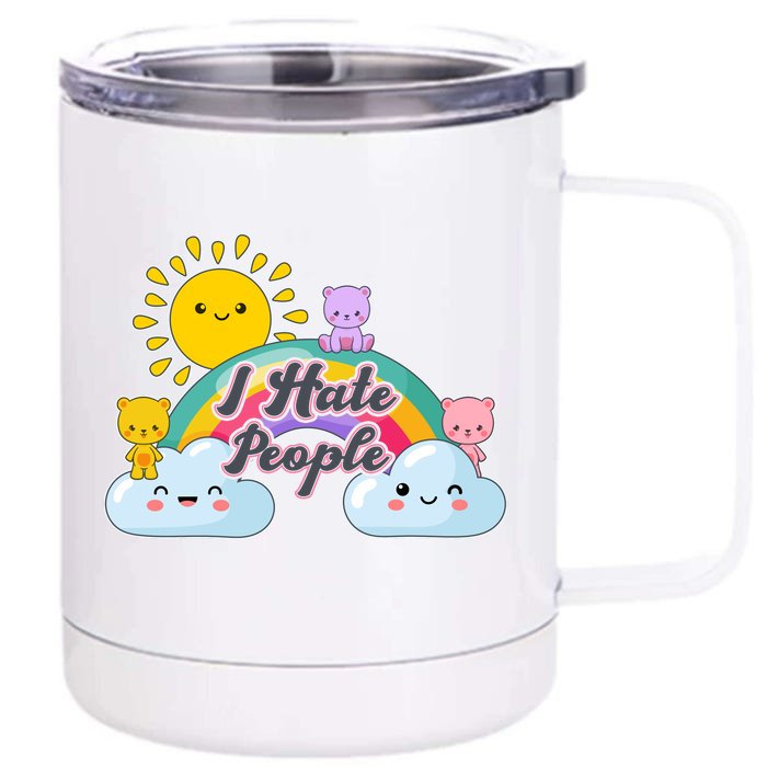 Funny Cute I Hate People Front & Back 12oz Stainless Steel Tumbler Cup