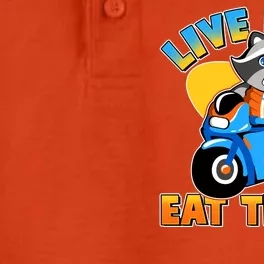 Funny Cute Live Fast Eat Trash Motorcycle Raccoon Dry Zone Grid Performance Polo