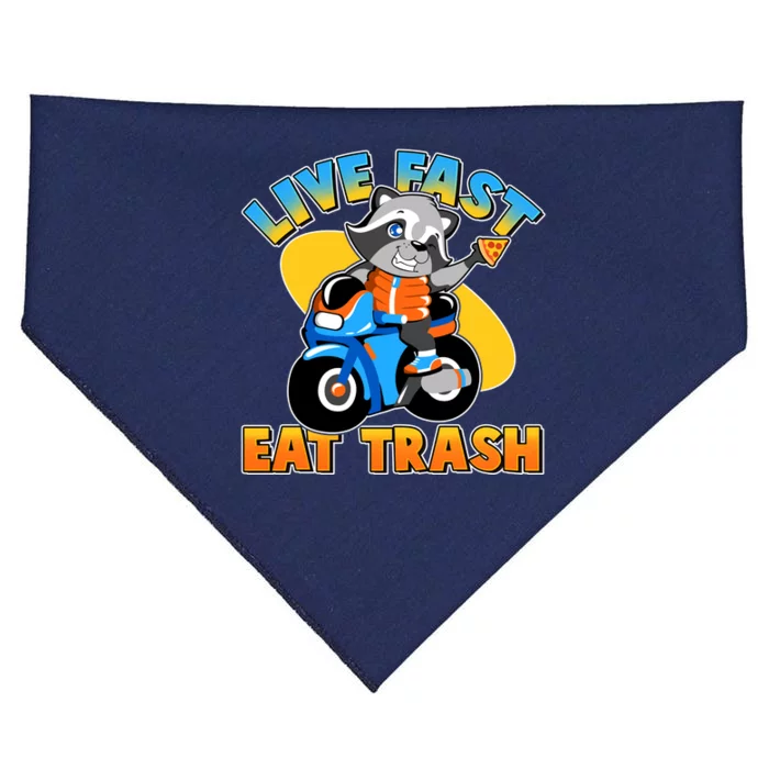 Funny Cute Live Fast Eat Trash Motorcycle Raccoon USA-Made Doggie Bandana