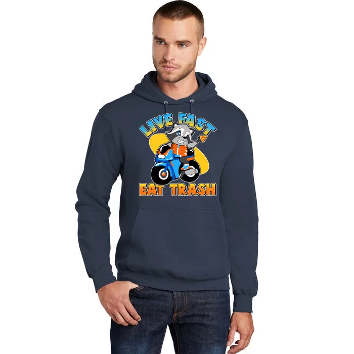 Funny Cute Live Fast Eat Trash Motorcycle Raccoon Tall Hoodie