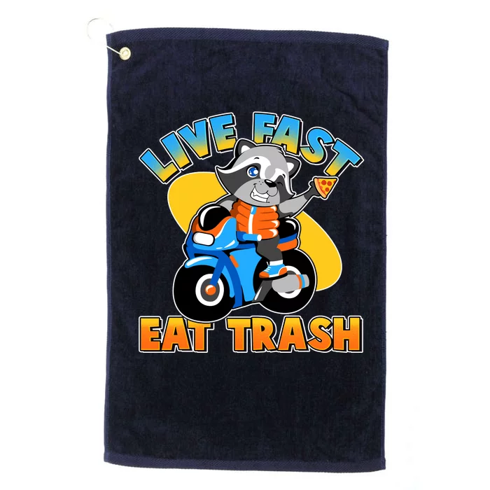 Funny Cute Live Fast Eat Trash Motorcycle Raccoon Platinum Collection Golf Towel