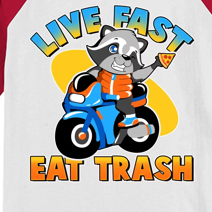 Funny Cute Live Fast Eat Trash Motorcycle Raccoon Kids Colorblock Raglan Jersey