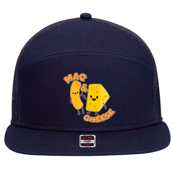 Funny Cute Mac & Cheese 7 Panel Mesh Trucker Snapback Hat