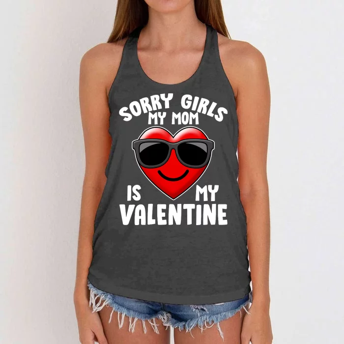 Funny Cute Sorry Girls My Mom is My Valentine Women's Knotted Racerback Tank