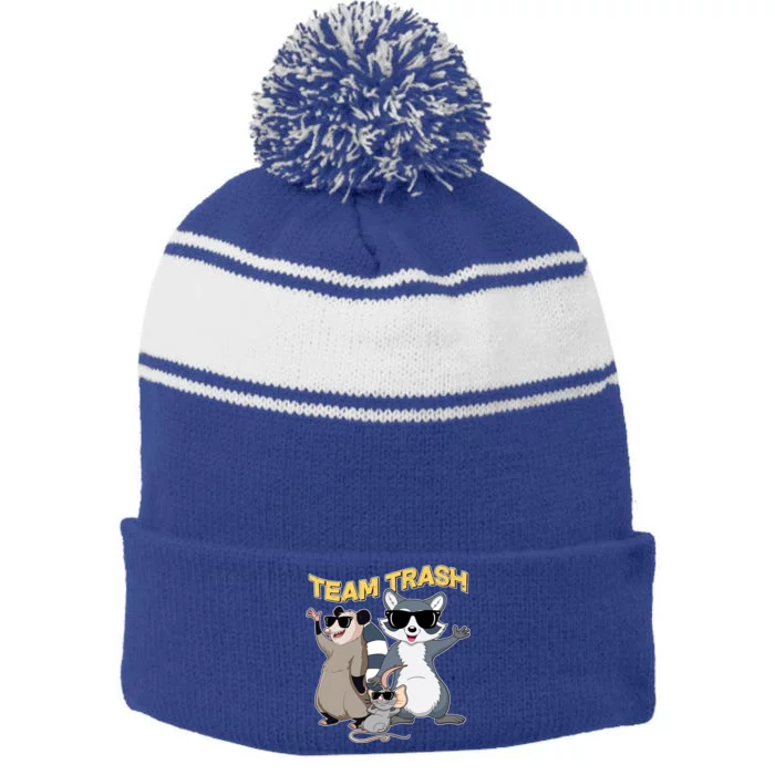 Funny Cute Team Trash Animals Stripe Pom Pom Beanie