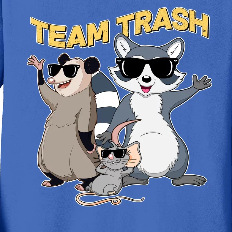 Funny Cute Team Trash Animals Kids Long Sleeve Shirt