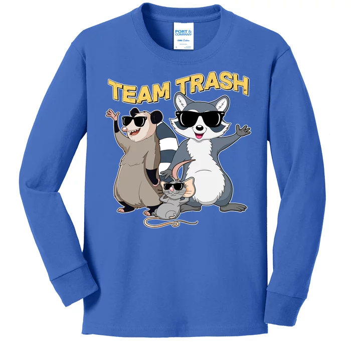 Funny Cute Team Trash Animals Kids Long Sleeve Shirt