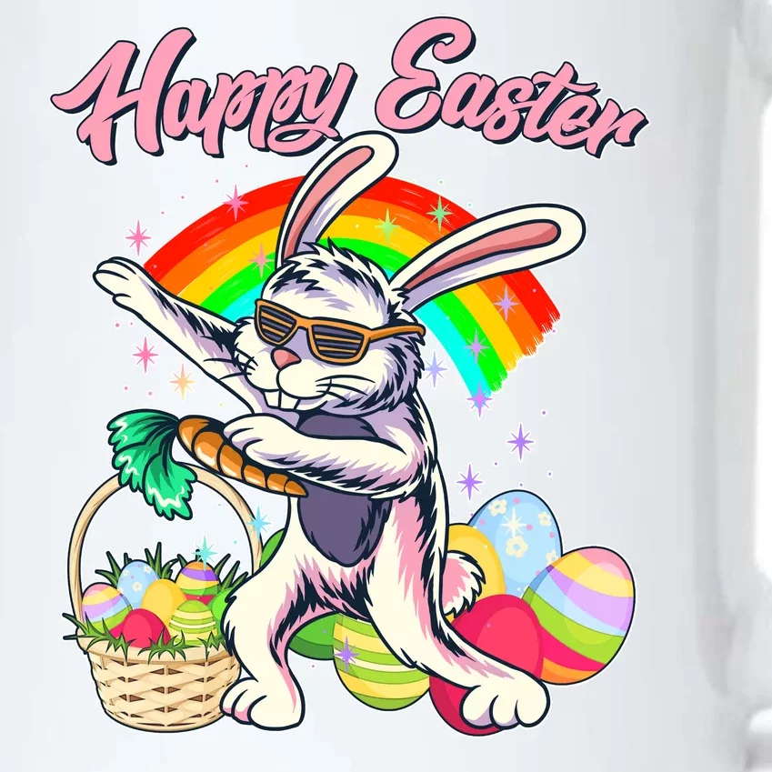 Funny Dabbing Rainbow Easter Bunny Black Color Changing Mug