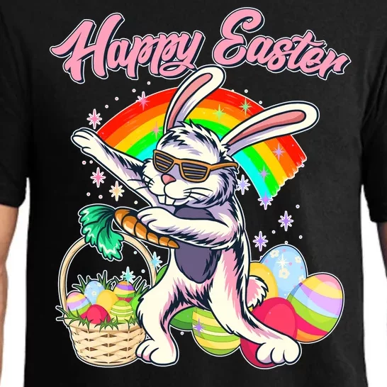 Funny Dabbing Rainbow Easter Bunny Pajama Set