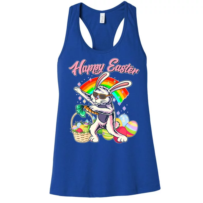 Funny Dabbing Rainbow Easter Bunny Women's Racerback Tank