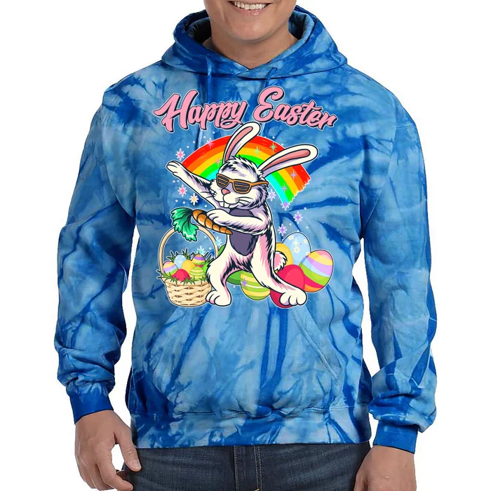 Funny Dabbing Rainbow Easter Bunny Tie Dye Hoodie