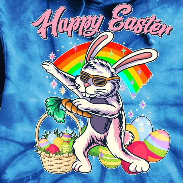 Funny Dabbing Rainbow Easter Bunny Tie Dye Hoodie