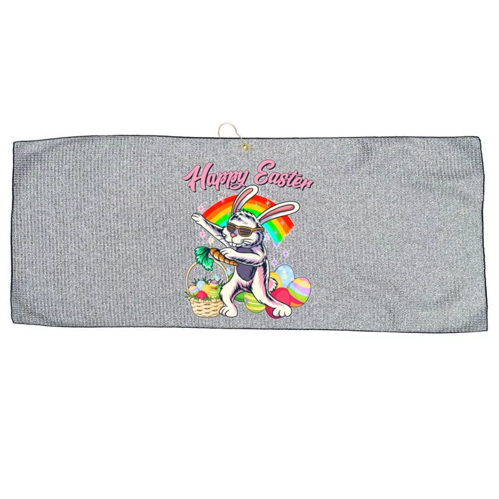 Funny Dabbing Rainbow Easter Bunny Large Microfiber Waffle Golf Towel