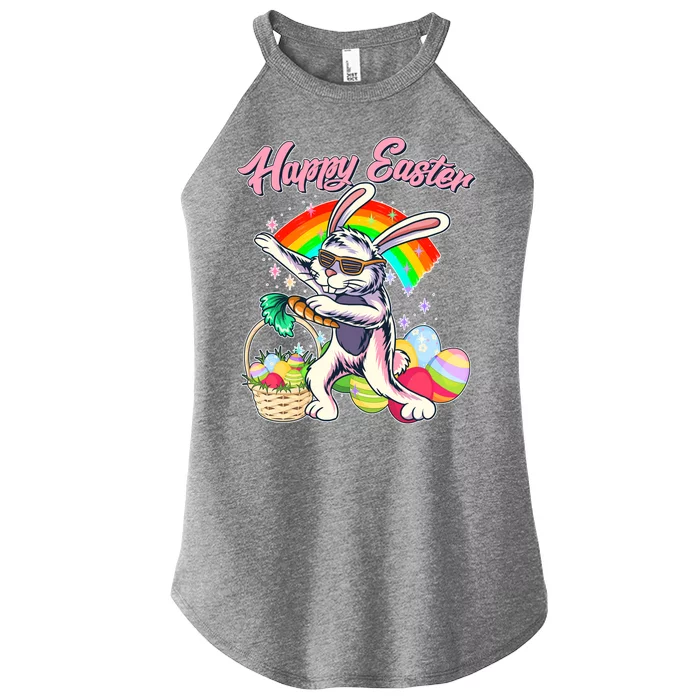 Funny Dabbing Rainbow Easter Bunny Women’s Perfect Tri Rocker Tank