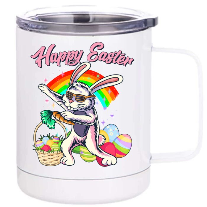 Funny Dabbing Rainbow Easter Bunny Front & Back 12oz Stainless Steel Tumbler Cup