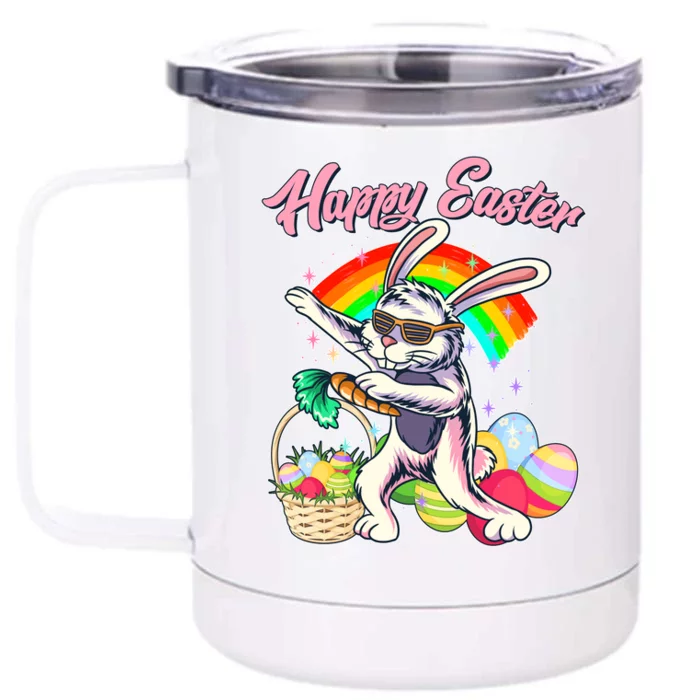 Funny Dabbing Rainbow Easter Bunny Front & Back 12oz Stainless Steel Tumbler Cup