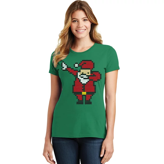 Funny Dabbing Santa Pixel Women's T-Shirt