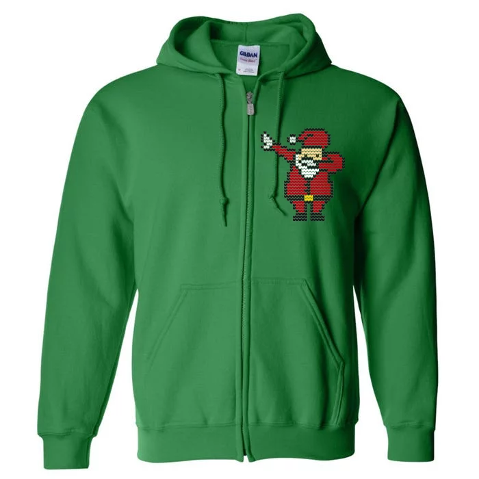 Funny Dabbing Santa Pixel Full Zip Hoodie