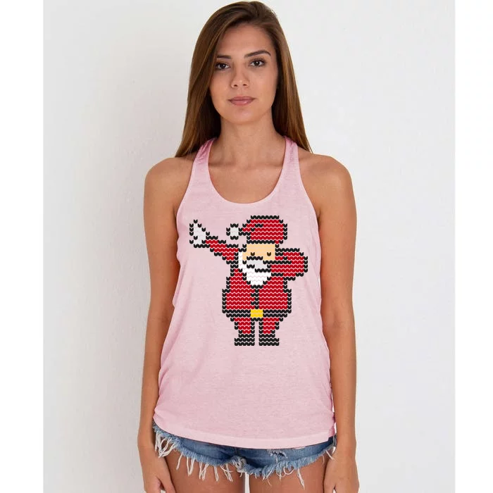 Funny Dabbing Santa Pixel Women's Knotted Racerback Tank