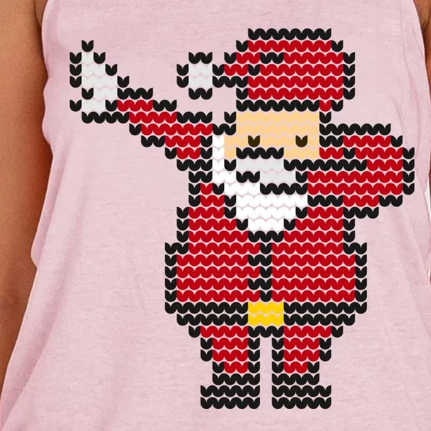 Funny Dabbing Santa Pixel Women's Knotted Racerback Tank