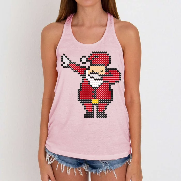 Funny Dabbing Santa Pixel Women's Knotted Racerback Tank