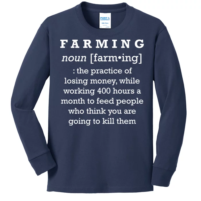 Funny Definition of Farming Kids Long Sleeve Shirt