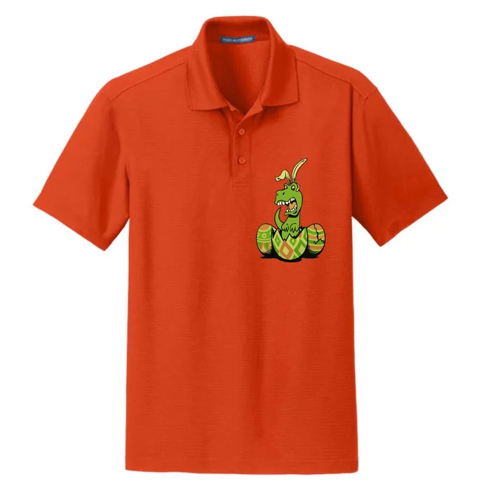 Funny Dino Easter Egg Dry Zone Grid Performance Polo