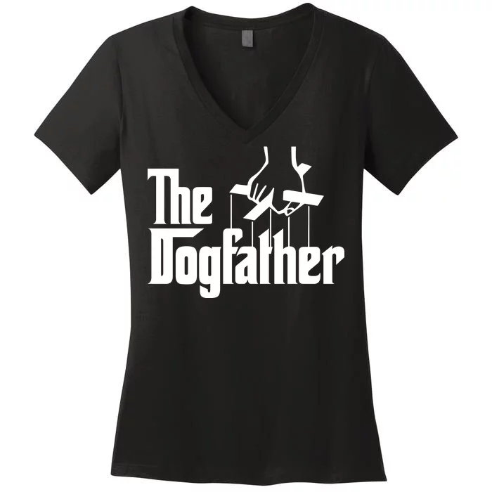 Funny Dog Father The DogFather Women's V-Neck T-Shirt