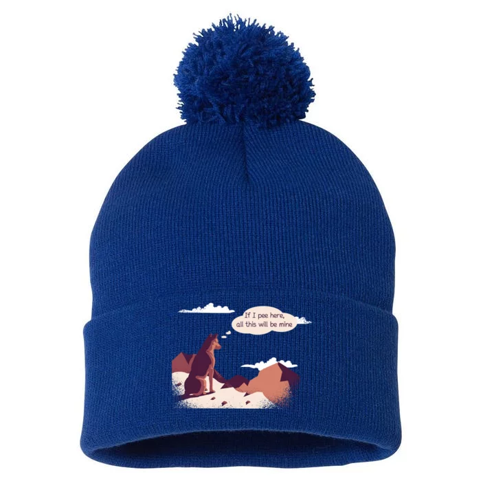 Funny Dog Mountain Pom Pom 12in Knit Beanie