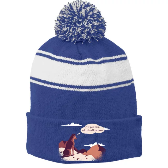 Funny Dog Mountain Stripe Pom Pom Beanie