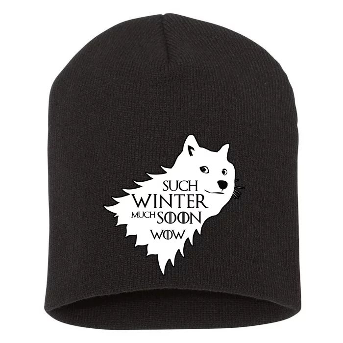 Funny Doge Such Winter Much Soon Short Acrylic Beanie