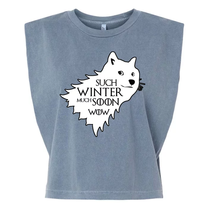 Funny Doge Such Winter Much Soon Garment-Dyed Women's Muscle Tee